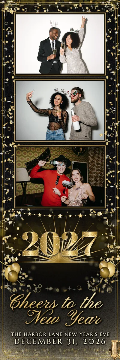 Midnight 2x6 strip, three photos photo booth template