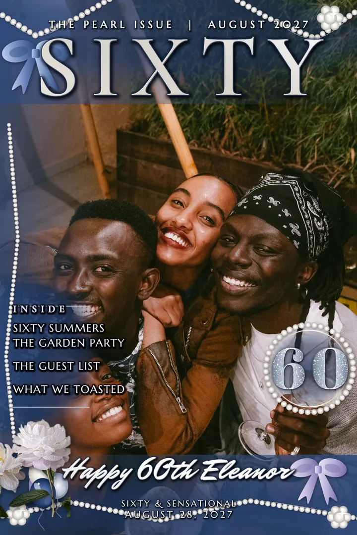 Pearl and Sapphire Sixty, Magazine cover, 4x6 portrait