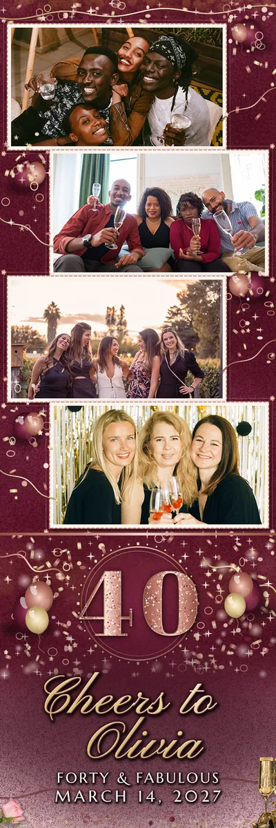 Rose Gold Forty, 2x6 strip, four photos