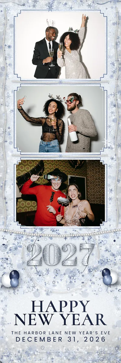Silver Frost 2x6 strip, three photos photo booth template