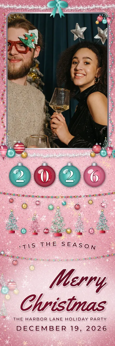 Tinsel and Glass 2x6 strip, one photo photo booth template, 600 x 1800 px