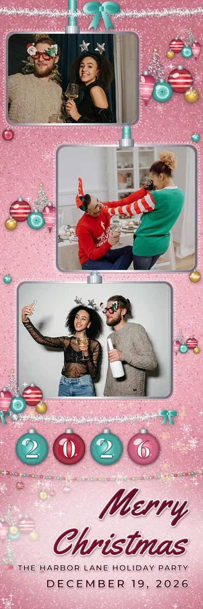 Tinsel and Glass 2x6 strip, three photos photo booth template