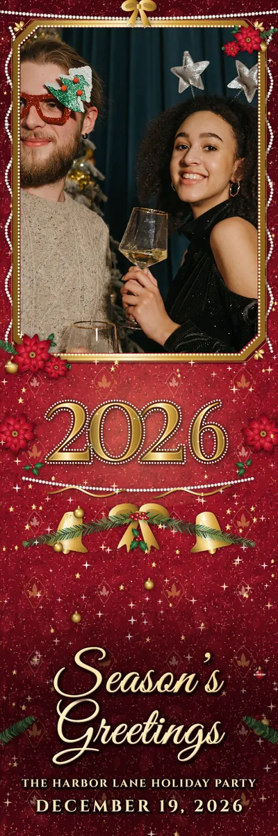 Velvet and Gold 2x6 strip, one photo photo booth template, 600 x 1800 px
