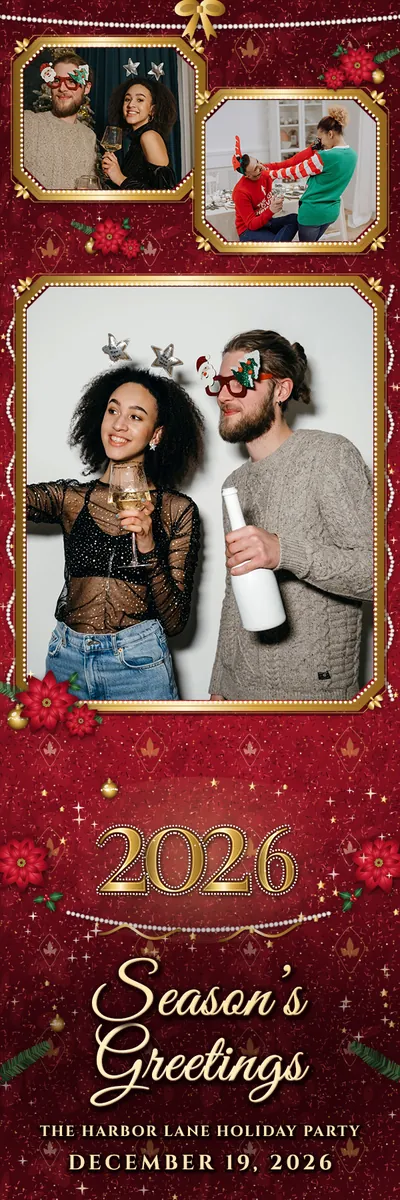 Velvet and Gold 2x6 strip, three photos photo booth template